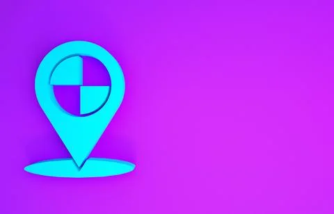 Blue Map pointer with taxi icon isolated on purple background. Location symbo Stock Illustration