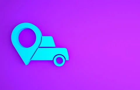 Blue Map pointer with taxi icon isolated on purple background. Location symbo 스톡 일러스트