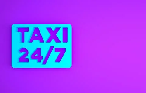 Blue Map pointer with taxi icon isolated on purple background. Location symbo Stock Illustration