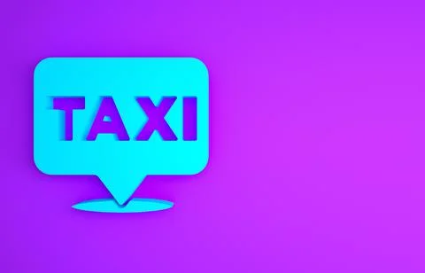 Blue Map pointer with taxi icon isolated on purple background. Location symbo 스톡 일러스트