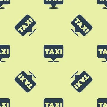 Blue Map pointer with taxi icon isolated seamless pattern on yellow background 스톡 일러스트
