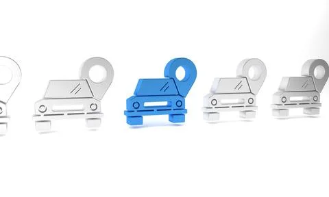 Blue Map pointer with taxi icon isolated on white background. Location symb.. Stock Illustration