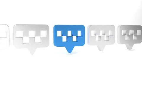 Blue Map pointer with taxi icon isolated on white background. Location symb.. Stock Illustration