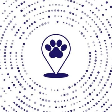 Blue Map pointer with veterinary medicine hospital, clinic or pet shop for Illustrazione stock