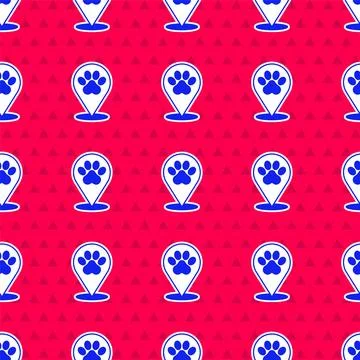 Blue Map pointer with veterinary medicine hospital, clinic or pet shop for .. Illustrazione stock