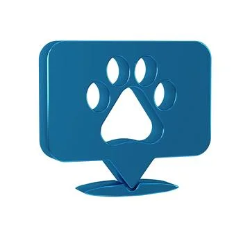 Blue Map pointer with veterinary medicine hospital, clinic or pet shop for .. Illustrazione stock