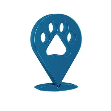 Blue Map pointer with veterinary medicine hospital, clinic or pet shop for .. Illustrazione stock