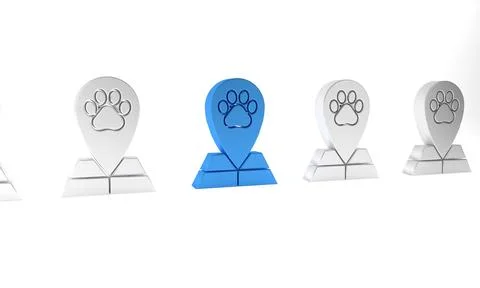 Blue Map pointer with veterinary medicine hospital, clinic or pet shop for .. Stockillustratie