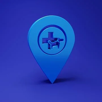 Blue Map pointer with veterinary medicine hospital, clinic or pet shop for .. 스톡 일러스트