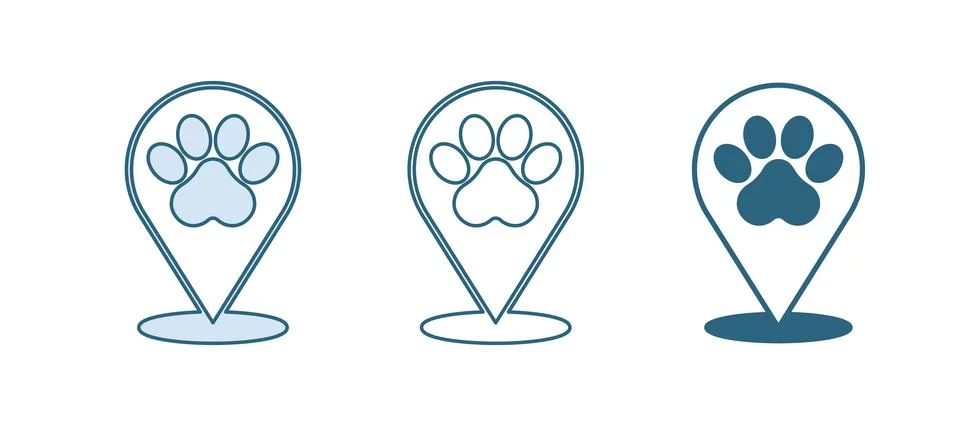 Blue Map pointer with veterinary medicine hospital, clinic or pet shop for .. Stock Illustration