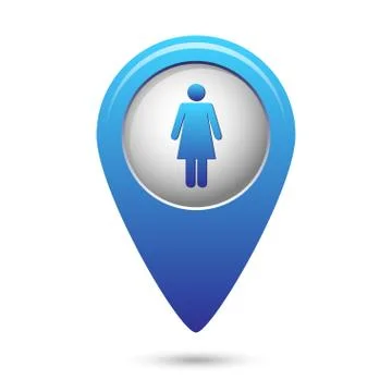 Blue map pointer with woman icon Stock Illustration