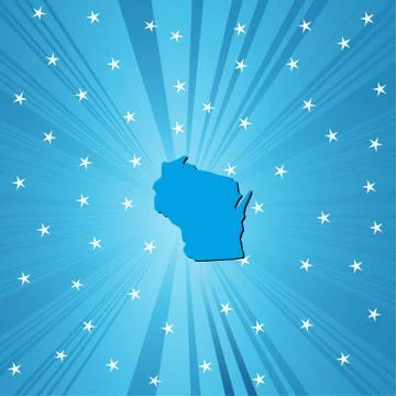 Blue map of Wisconsin Illustrazione stock