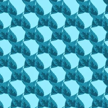 Blue maple leaves repeat pattern Illustrazione stock