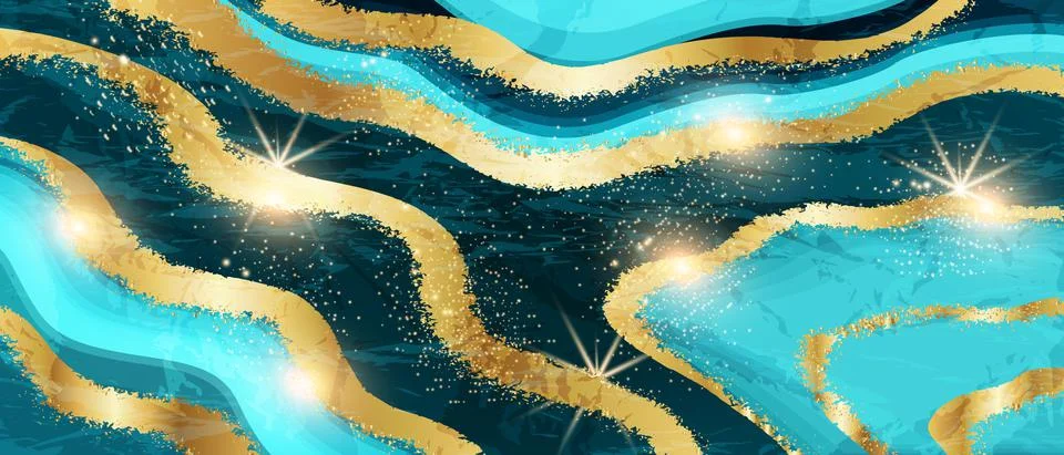 Blue marble abstract vector background, shiny glitter stone cut Illustrazione stock