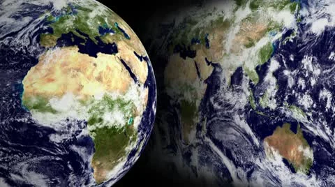 Blue Marble Globe and Map Loop Stock Footage 10709339
