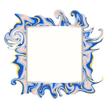Blue marble texture and square gold frame with copy space Stock Illustration