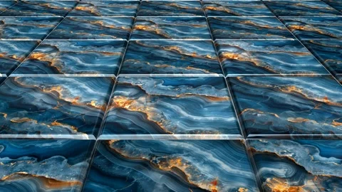 Blue Marble Tiles, Background, Exclusive, Unique Design, Reflection Stock Footage 294202484