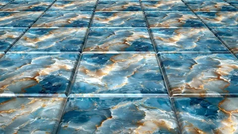 Blue Marble Tiles, Background, Exclusive, Reflection, Unique Design Stock Footage 294202497
