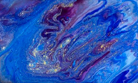 Blue marbling pattern. Golden marble liquid texture. Stock Illustration