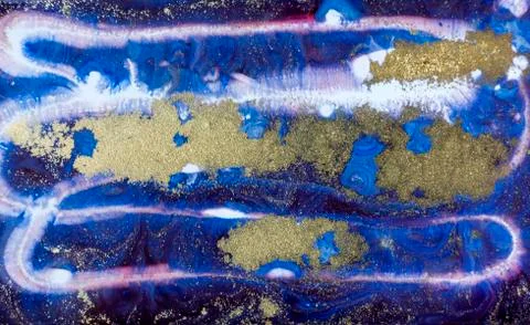 Blue marbling pattern. Golden marble liquid texture. Stock Illustration