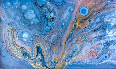 Blue marbling pattern. Golden marble liquid texture. Stock Illustration