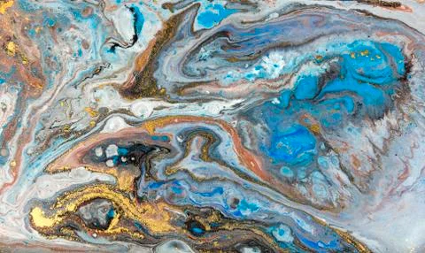 Blue marbling pattern. Golden marble liquid texture. Stock Illustration