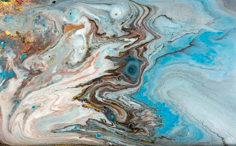 Blue marbling pattern. Golden marble liquid texture. Stock Illustration