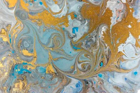 Blue marbling pattern. Golden marble liquid texture. Stock Illustration