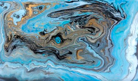 Blue marbling pattern. Golden marble liquid texture. Stock Illustration