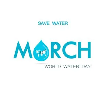 Blue "March" Typographical Design Elements.World Water Day icon.Minimalisti.. 库存插图