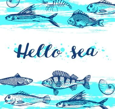 Blue marine background Stock Illustration