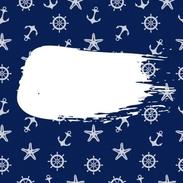 Blue Marine Pattern With Blot Stock Illustration