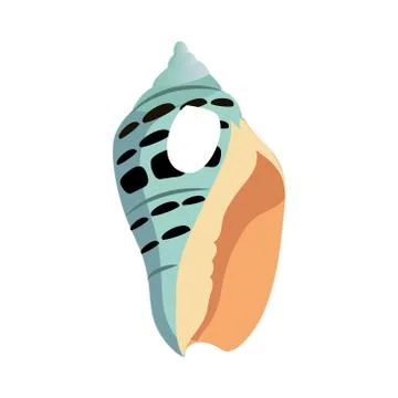 Blue marine sea shell, an empty shell of a sea mollusk. Colorful cartoon 스톡 일러스트