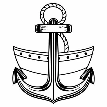 Blue Maritime Anchor Flat Vector Design Stock Illustration