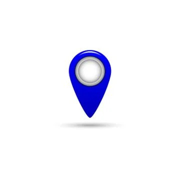 Blue mark on a map on a white background. Stock Illustration
