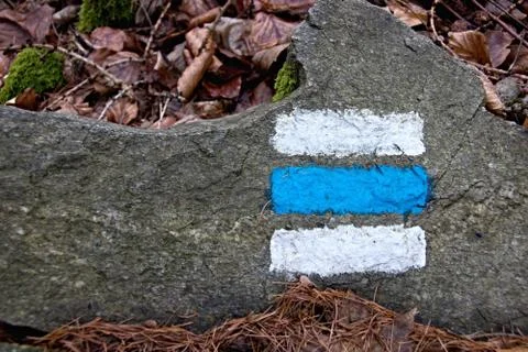 Blue mark on stone Stock Photos