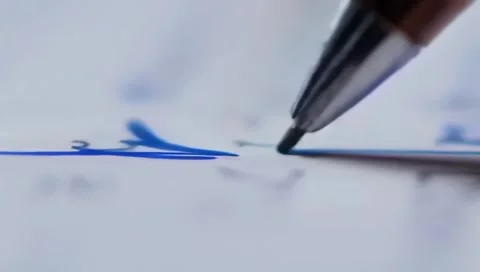 Blue marker black ink Stock Footage 303843939