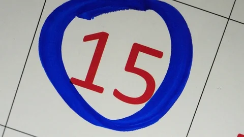 The Blue Marker Circled Red Date On The Calendar Stock Footage 84306739