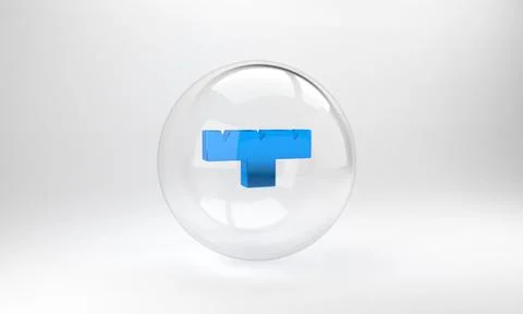 Blue Marker pen attachment icon isolated on grey background. Glass circle but Illustrazione stock