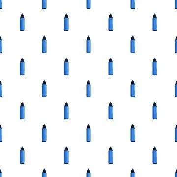 Blue marker pens creating seamless pattern background Stock Illustration