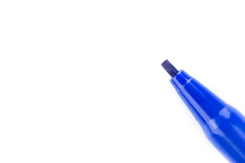 Blue marker on white background Stock Photos