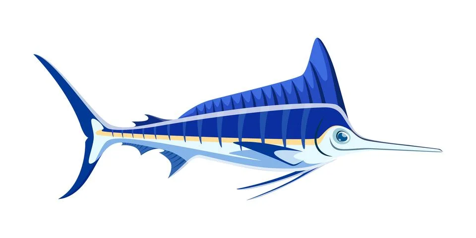 Blue marlin character vector powerful sea creature 스톡 일러스트