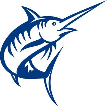 Blue marlin fish jumping Stock Illustration