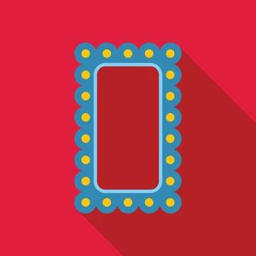 Blue marquee light bulb sign with yellow light bulbs on red background Stock Illustration