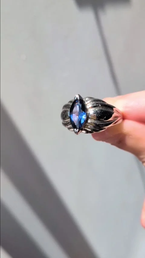 Blue Marquise Stone Cocktail Ring Stock Footage 342454167