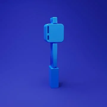 Blue Marshmallow on stick icon isolated on blue background. Minimalism conc.. Stock Illustration