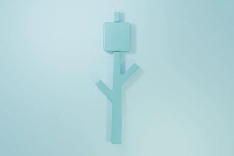 Blue Marshmallow on stick icon isolated on blue background. Minimalism conc.. Stock Illustration