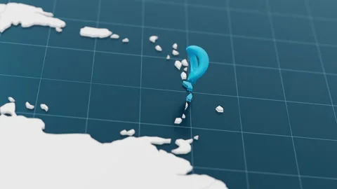 Blue Martinique 3d map with pointer pin surrounded with other countries in white Stock Footage 318171942