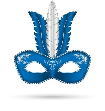 Blue mask with feathers Stock Illustration