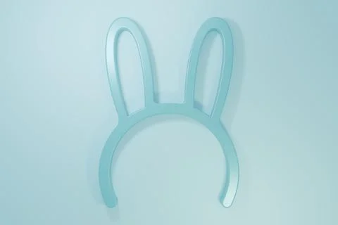 Blue Mask with long bunny ears icon isolated on blue background. Minimalism.. Stock Illustration